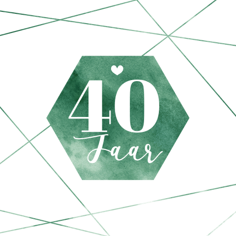 Jubileumkaart voor 40 jaar getrouwd met groene watercolor